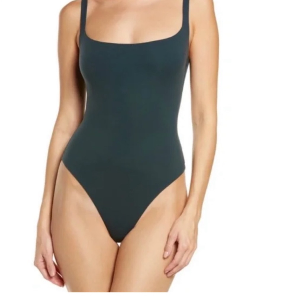 SKIMS cypress Fits Everybody Square Neck Sleeveless Bodysuit XS -sold out color!
